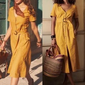 Sezane Marianne Linen Cotton Belted Dress Size 40/M